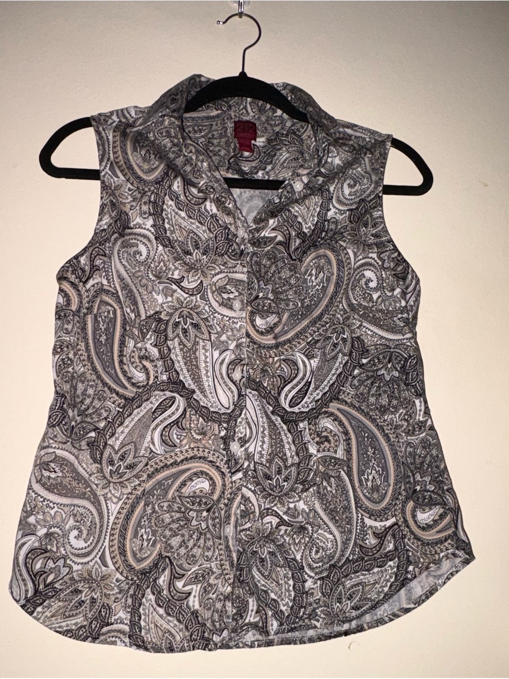 Paisley Sleeveless Collared Button Front